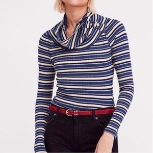 Free People Cape Cod Stripe Cowl Neck Thermal Top